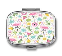 Pastillero Portátil Cartoon Flamingo Compartimentos De La Caja De Pastillas 2 Con El Regalo Único A De Humedad De La Caja De Almacenamiento Del Dispensador Del