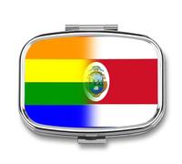 Pastillero portátil con bandera de Costa Rica LGBT Pride para organizar pastilleros de viaje para bolsillo de bolso