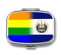 Pastillero portátil con bandera de El Salvador LGBT Pride para organizar pastilleros de viaje para bolsillo de bolso