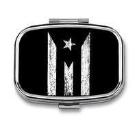 Pastillero portátil con bandera de Puerto Rico, organizador de pastillas de viaje, pastillero para bolsillo