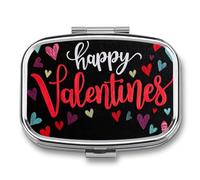 Pastillero portátil con diseño de corazones para el día de San Valentín con 2 compartimentos, organizador de pastillas de viaje para bolso de bolsillo