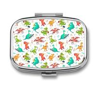 Pastillero portátil con diseño de dinosaurios musicales de dibujos animados para organizar pastillas de viaje, pastilleros para bolsillo de bolso