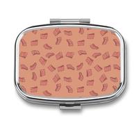 Pastillero portátil con diseño de filete de pescado rojo salmón, organizador de pastillas de viaje, pastillero para bolsillo de bolso