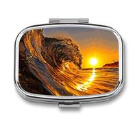 Pastillero portátil con diseño de olas marinas para organizar pastillas de viaje, pastilleros para bolsillo