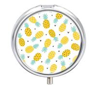 Pastillero portátil con diseño de piña y corazones, 2 compartimentos, pastillero de viaje