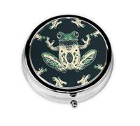 Pastillero portátil con diseño de rana, pastillero de 3 compartimentos, se puede poner en la cartera, bolsillo, ligero y cómodo, mini pastillero redondo