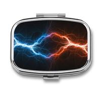 Pastillero portátil con diseño de rayos fractales de fuego y hielo, organizador de pastillas de viaje, pastillero para bolsillo de bolso