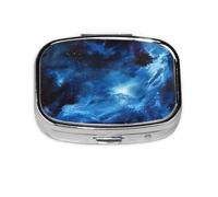 Pastillero portátil con estampado de galaxia azul, organizador para bolso, bolsillo, regalos de viaje