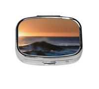 Pastillero portátil con estampado de Last Sun Rays of Over The Sea Waves