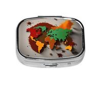 Pastillero portátil con estampado de mapa del mundo hecho de especias, organizador para bolso, bolsillo, regalos de viaje