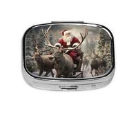 Pastillero portátil con estampado de Papá Noel, organizador para bolso, bolsillo, regalos de viaje