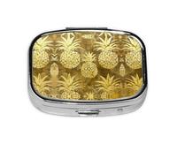 Pastillero portátil con estampado de piña dorada, organizador para bolso, bolsillo, regalos de viaje