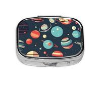 Pastillero portátil con estampado de planetas del espacio exterior, organizador para bolso, bolsillo, regalos de viaje