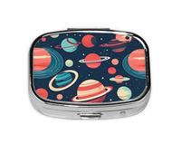 Pastillero portátil con estampado de planetas del espacio exterior, organizador para bolso, bolsillo, regalos de viaje