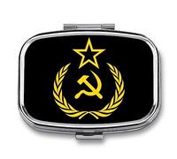 Pastillero portátil con icono del comunismo de la URSS, organizador de pastillas, pastillero de viaje, para bolsillo de bolso