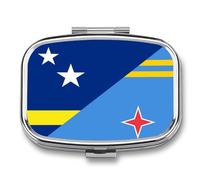 Pastillero portátil con la bandera de Aruba de Curacao para organizar pastillas de viaje, pastilleros para bolsillo de bolso