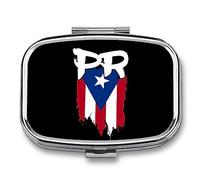 Pastillero portátil con la bandera de Puerto Rico Boricua, pastillero portátil para organizar pastillas de viaje, pastilleros para bolsillo