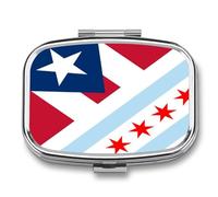 Pastillero portátil con la bandera de Puerto Rico Chicago para organizar pastillas de viaje, pastilleros para bolsillo