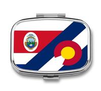 Pastillero portátil con la bandera del estado de Costa Rica, organizador de pastillas de viaje, pastillero para bolsillo de bolso