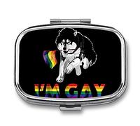 Pastillero portátil con la bandera LGBT con texto en inglés "I Am Gay Pride LGBT, pastillero para bolsillo de bolso