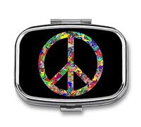 Pastillero portátil con logotipo de la paz para organizar pastillas de viaje, pastilleros para bolsillo de bolso