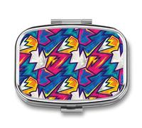 Pastillero portátil con patrón geométrico abstracto de color, organizador de pastillas de viaje, pastillero para bolsillo de bolso