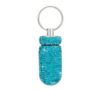 Pastillero portátil con purpurina organizado, pequeño, impermeable, con llavero, para camping, aventuras, diamantes de imitación