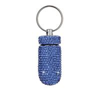 Pastillero portátil con purpurina organizado, pequeño, impermeable, con llavero, para camping, aventuras, diamantes de imitación