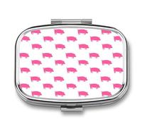 Pastillero portátil con silueta de cerdo rosa para organizar pastillas de viaje, pastilleros para bolsillo