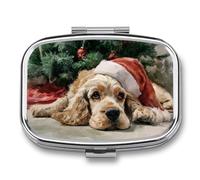 Pastillero portátil con sombrero de Papá Noel, 2 compartimentos, organizador de pastillas de viaje para bolso de bolsillo