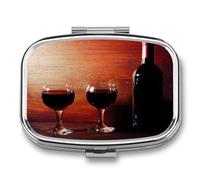 Pastillero Portátil Copa De Vino Compartimentos De La Caja De Pastillas 2 Con El Regalo Único A De Humedad De La Caja De Almacenamiento Del Dispensador Del