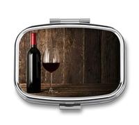 Pastillero Portátil Copa De Vino Compartimentos De La Caja De Pastillas 2 Con El Regalo Único A De Humedad De La Caja De Almacenamiento Del Dispensador Del