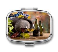 Pastillero Portátil Copa De Vino Tinto Compartimentos De La Caja De Pastillas 2 Con El Regalo Único A De Humedad De La Caja De Almacenamiento Del Dispensador Del