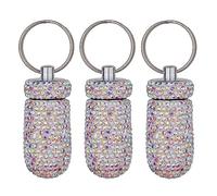 Pastillero portátil de 3 piezas, pastillero impermeable con llavero, pastillero ostentoso, dispensador de medicamentos, almacenamiento de botellas para acampar al aire libre, viajes (color AB+color