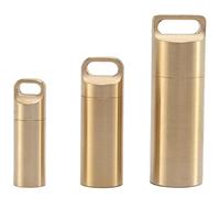 Pastillero portátil de 3 piezas pequeño llavero resistente al agua organizador de latón para viajes actividades al aire libre y acampadas.