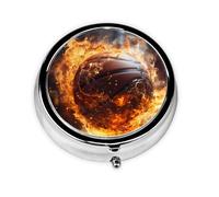Pastillero portátil de baloncesto en fuego y agua, con 3 compartimentos, se puede poner en la cartera, bolsillo, ligero y cómodo, mini pastillero redondo