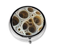 Pastillero portátil de celosía circular fractal, pastillero de 3 compartimentos, se puede poner en la cartera, bolsillo, ligero y cómodo, mini pastillero redondo