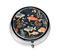 Pastillero portátil de Deep Sea Creatures con 3 compartimentos, se puede poner en la cartera, bolsillo, ligero y cómodo, mini pastillero redondo