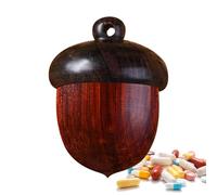 Pastillero portátil de madera con forma de nuez de pino, organizador