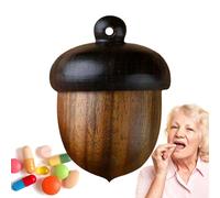 Pastillero portátil de madera en tamaño de viaje, organizador de píldoras, bonito accesorio de joyería, organizador de píldoras de medicamentos para el bolso como colgante Uozonit
