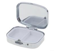 Pastillero portátil de metal con compartimentos redondos y rectangulares, diseño compacto para guardar medicamentos, joyas pequeñas y tarjetas de memoria (rectangular)