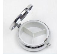 Pastillero portátil de metal con compartimentos redondos y rectangulares, diseño compacto para guardar medicamentos, joyas pequeñas y tarjetas de memoria (redondo)