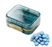 Pastillero portátil - Estuche de doble capa con 7 compartimentos | Perfecto para viajes o uso diario - Compacto y espacioso para una fácil organización de medicamentos, 3,15 x 2,76 x 1,38 pulgadas