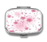 Pastillero Portátil Flores De Cerezo Flores Florales Rosadas Compartimentos De La Caja De Pastillas 2 Con El Regalo Único A De Humedad De La Caja De Almacenamiento Del Dispensador Del