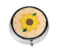 Pastillero portátil Golden Sunflower con 3 compartimentos, se puede poner en la cartera, bolsillo, ligero y cómodo, mini pastillero redondo