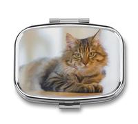 Pastillero Portátil Lazy Persian Cat. Compartimentos De La Caja De Pastillas 2 Con El Regalo Único A De Humedad De La Caja De Almacenamiento Del Dispensador Del