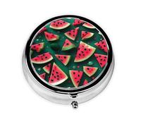 Pastillero portátil, mini pastillero redondo Dream Watermelon, se puede poner en la cartera, bolsillo, ligero y práctico pastillero de 3 compartimentos