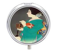 Pastillero Portátil Mujer Elegante Pastillero Con 3 Rejillas, Con Espejo Redondo, Distribuidor De Metal A De Humedad, Caja De Almacenamiento, Regalo Único