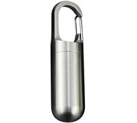 Pastillero portátil multifuncional a prueba de humedad para bolso y bolsillo, llavero impermeable de acero inoxidable con clip de anillo dividido para viajes, camping, 5,2 x 1 x 1 cm