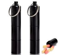 Pastillero Portátil Organizador Medicamentos con Llavero 3 Compartimentos Resistente al Agua para Viaje Exterior Negro 2 Piezas